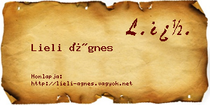 Lieli Ágnes névjegykártya